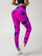 New Style Women's High-Waisted Yoga Leggings With Hollow-Out & Tie-Dye Design