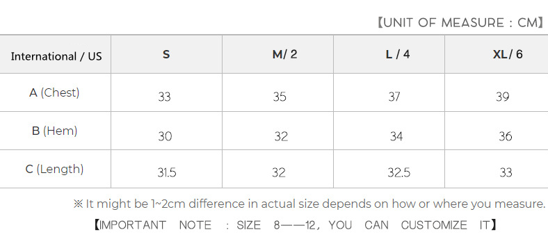 Size chart
