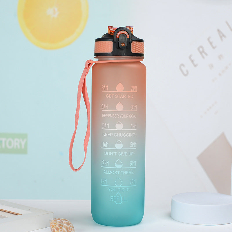 Gradient Color Large-capacity Plastic Space Sports Straw Water Cup
