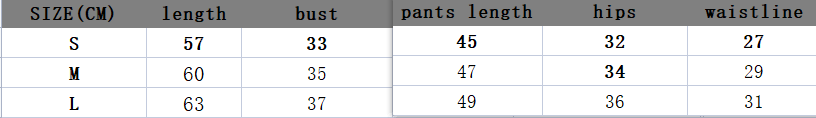 Size chart