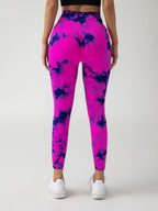 New Style Women's High-Waisted Yoga Leggings With Hollow-Out & Tie-Dye Design