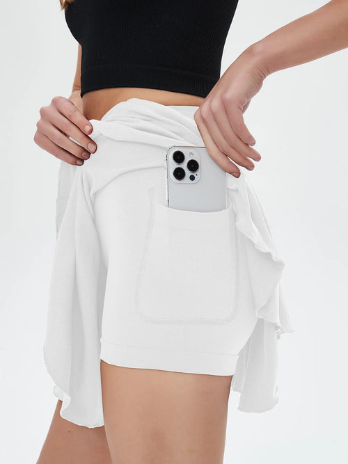 Women's High Waisted Tennis Mini Skirt Tennis Yoga Golf Sports Belt