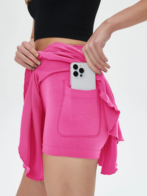 Women's High Waisted Tennis Mini Skirt Tennis Yoga Golf Sports Belt