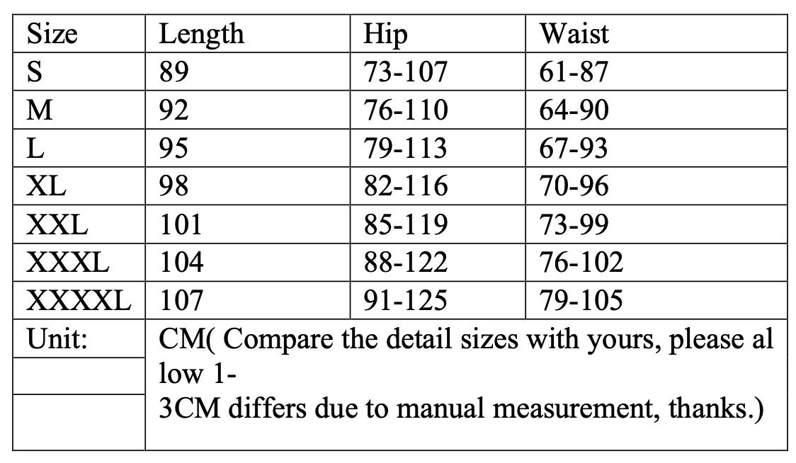 Size chart