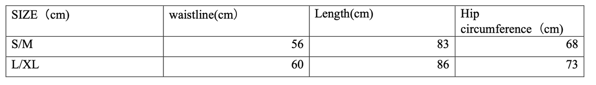 Size chart