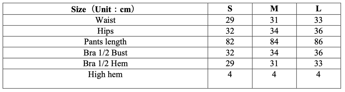 Size chart