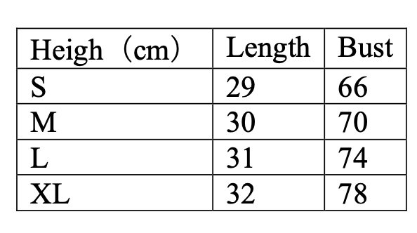 Size chart