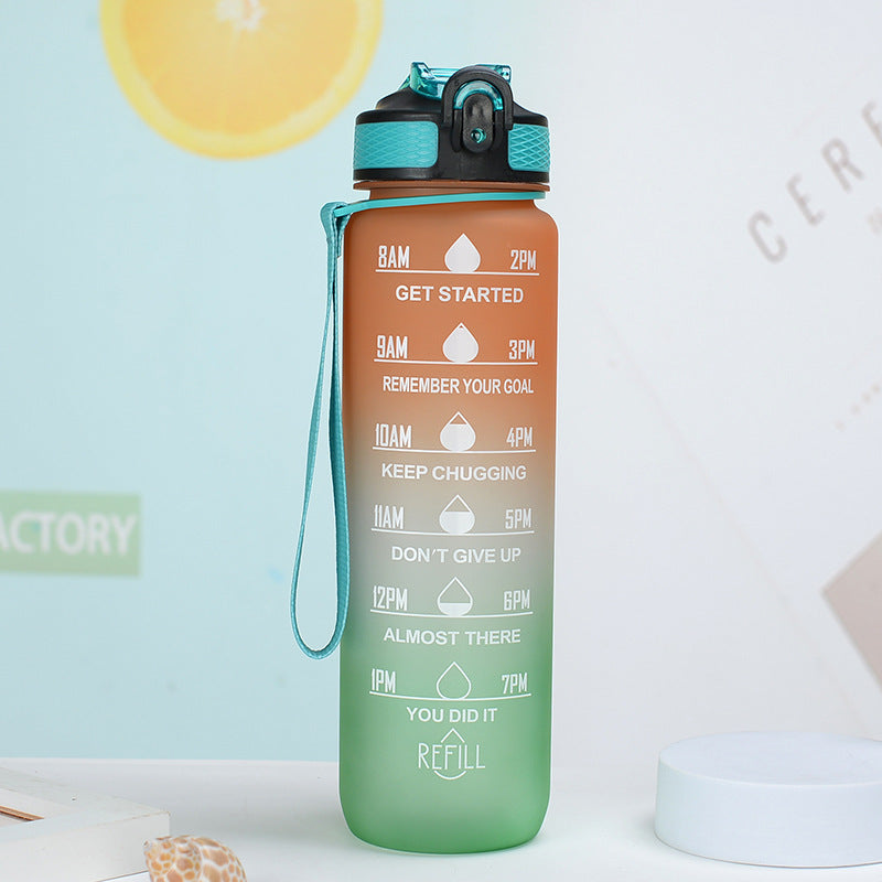 Gradient Color Large-capacity Plastic Space Sports Straw Water Cup