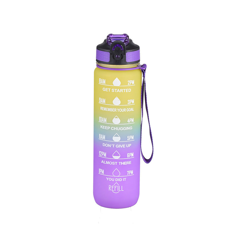 Gradient Color Large-capacity Plastic Space Sports Straw Water Cup