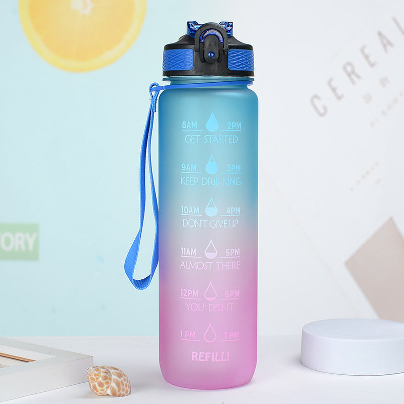 Gradient Color Large-capacity Plastic Space Sports Straw Water Cup