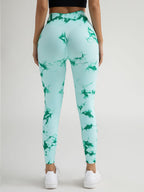 New Style Women's High-Waisted Yoga Leggings With Hollow-Out & Tie-Dye Design