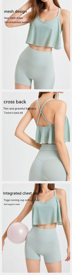 Mesh Yoga Clothes Vest Fixed Chest Pad Shockproof Running Quick-drying Sports Bra