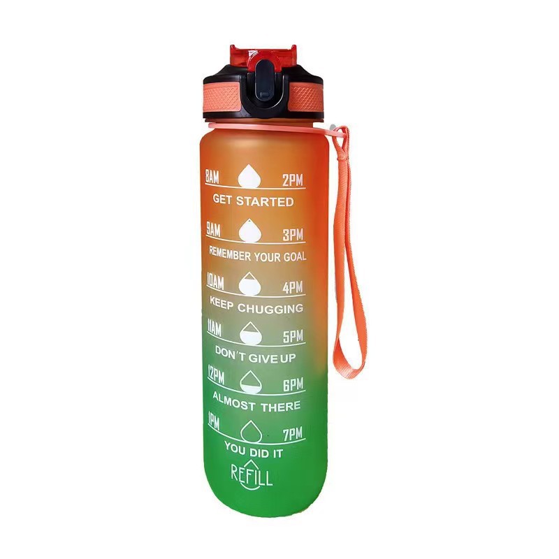 Gradient Color Large-capacity Plastic Space Sports Straw Water Cup